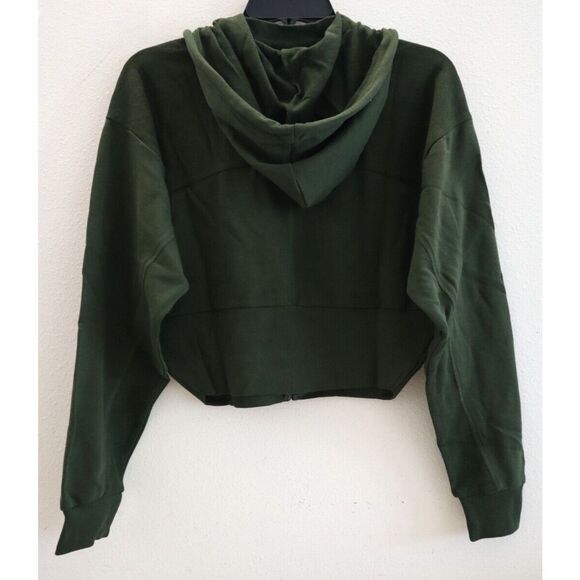 Gymshark B3A9X-EBRM Women Sz M Moss Olive Green GS Power Cropped Zip Hoodie - Picture 2 of 9